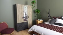 Kleiderschrank >Ready2< in Eiche/sidewalk aus Holzwerkstoff - 134x192x51 (BxHxT)