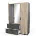 Kleiderschrank >Ready2< in Eiche/sidewalk aus Holzwerkstoff - 134x192x51 (BxHxT)