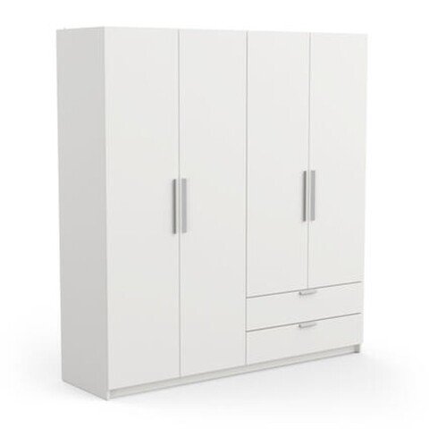 Kleiderschrank >Glory2< in matt weiss aus Holzwerkstoff - 178x192x51cm (BxHxT)