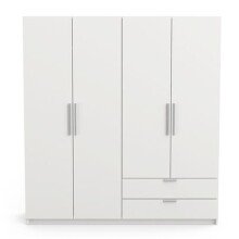 Kleiderschrank >Glory2< in matt weiss aus Holzwerkstoff - 178x192x51cm (BxHxT)