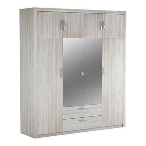 Kleiderschrank >Pluton< in Shannon Eiche aus Holzwerkstoff - 198x224x57 (BxHxT)
