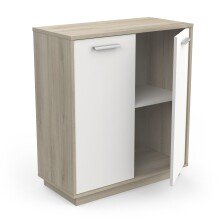 Kommode >Leo< in Kronberg Eiche/weiss aus Holzwerkstoff - 78x84x36cm (BxHxT)