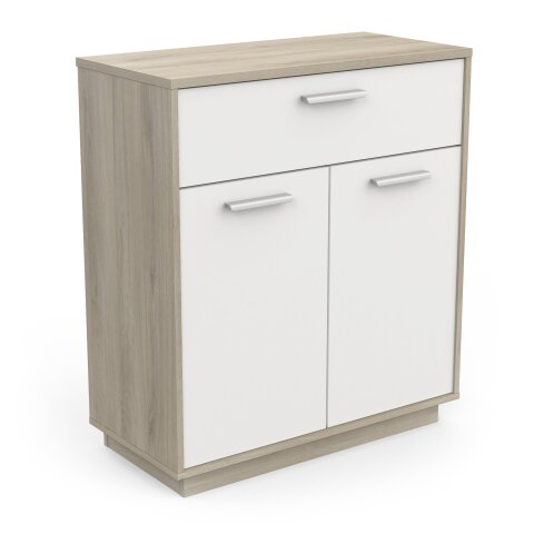 Kommode >Leo< in Kronberg Eiche/weiss aus Holzwerkstoff - 78x84x36cm (BxHxT)