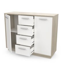 Kommode >Leo< in Kronberg Eiche/weiss aus Holzwerkstoff - 113x84x36cm (BxHxT)