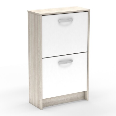 Schuhschrank >Nano< in Shannon Eiche/perle weiss - 54x91x24 (BxHxT)
