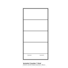 Kleiderschrank >Nano< in Shannon Eiche/perle weiss - 81x167x38 (BxHxT)