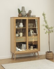 Highboard >Blanes< in Klar Lackiert - 110x160x40 (BxHxT)