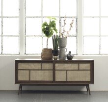 Sideboard >Blanes< in Smoked Klar Lackiert - 180x75x45 (BxHxT)