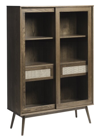 Highboard >Blanes< in Smoked Klar Lackiert - 110x160x40 (BxHxT)