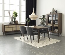 Highboard >Blanes< in Smoked Klar Lackiert - 110x160x40 (BxHxT)