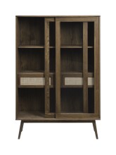 Highboard >Blanes< in Smoked Klar Lackiert - 110x160x40 (BxHxT)