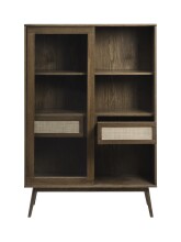 Highboard >Blanes< in Smoked Klar Lackiert - 110x160x40 (BxHxT)