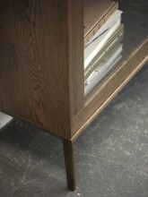 Highboard >Blanes< in Smoked Klar Lackiert - 110x160x40 (BxHxT)