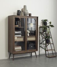 Highboard >Blanes< in Smoked Klar Lackiert - 110x160x40 (BxHxT)