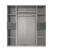 Drehtürenschrank >DANZIG< in GRPAHIT + GLAS SCHWARZ - 180x208x58cm (BxHxT)