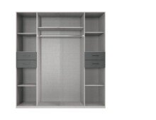 Drehtürenschrank >DANZIG< in GRPAHIT + GLAS SCHWARZ - 180x208x58cm (BxHxT)