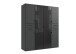 Drehtürenschrank >DANZIG< in GRPAHIT + GLAS SCHWARZ - 180x208x58cm (BxHxT)