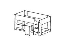 Hochbett >Hampton< in matt weiss/dunkel grau - 210x98x124 (BxHxT)