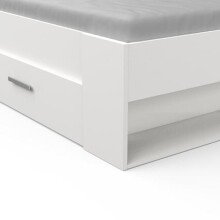 Bett >Pocket< in matt weiss aus Holzwerkstoff - 150x74x217cm (BxHxT)