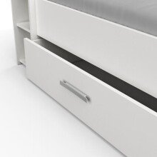 Bett >Pocket< in matt weiss aus Holzwerkstoff - 150x74x217cm (BxHxT)