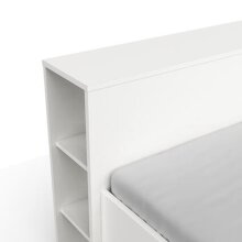 Bett >Pocket< in matt weiss aus Holzwerkstoff - 170x74x227cm (BxHxT)
