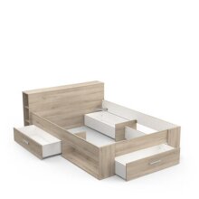 Bett >Pocket< in Kronberg Eiche aus Holzwerkstoff - 150x74x227cm (BxHxT)