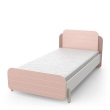 Kinderbett >Jade< in matt rosa/matt weiss aus Holzwerkstoff - 102x79x205 (BxHxT)