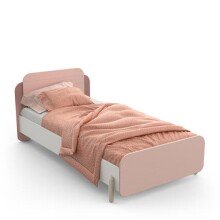 Kinderbett >Jade< in matt rosa/matt weiss aus Holzwerkstoff - 102x79x205 (BxHxT)