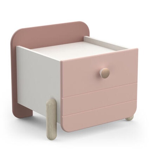 Nachttisch >Jade< in matt rosa/matt weiss aus Holzwerkstoff - 39x38x36cm (BxHxT)