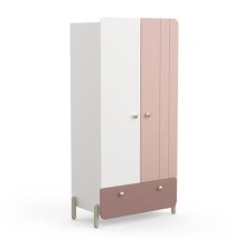 Kleiderschrank >Jade< in matt rosa/matt weiss -...