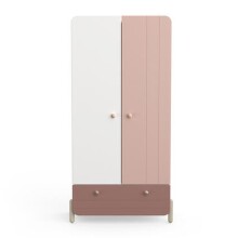 Kleiderschrank >Jade< in matt rosa/matt weiss - 95x188x52 (BxHxT)