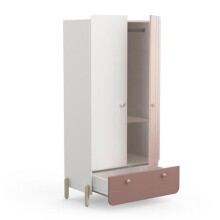 Kleiderschrank >Jade< in matt rosa/matt weiss - 95x188x52 (BxHxT)