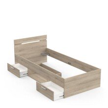 Einzelbett >Michigan< in Kronberg Eiche aus Holzwerkstoff - 95x74x204cm (BxHxT)
