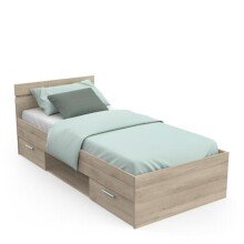 Einzelbett >Michigan< in Kronberg Eiche aus Holzwerkstoff - 95x74x204cm (BxHxT)