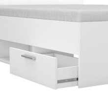 Bett >Michigan< in Matt weiss aus Holzwerkstoff - 145x74x195cm (BxHxT)