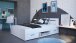 Bett >Michigan< in Matt weiss aus Holzwerkstoff - 145x74x195cm (BxHxT)