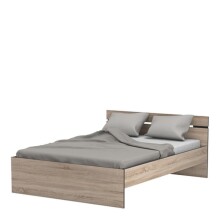 Bett >Michigan< in Sonoma Eiche/schwarz aus Holzwerkstoff - 145x74x195cm (BxHxT)