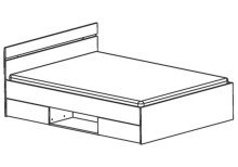 Bett >Michigan< in Sonoma Eiche/schwarz aus Holzwerkstoff - 145x74x195cm (BxHxT)