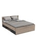 Bett >Michigan< in Sonoma Eiche/schwarz aus Holzwerkstoff - 145x74x195cm (BxHxT)
