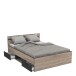 Bett >Michigan< in Sonoma Eiche/schwarz aus Holzwerkstoff - 145x74x195cm (BxHxT)