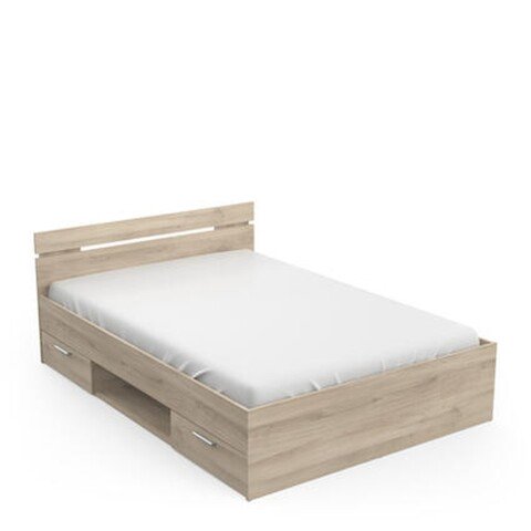 Bett >Michigan< in Kronberg Eiche aus Holzwerkstoff - 145x74x195cm (BxHxT)