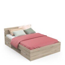 Bett >Michigan< in Kronberg Eiche aus Holzwerkstoff - 145x74x195cm (BxHxT)