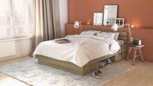 Bett >Michigan< in Kronberg Eiche aus Holzwerkstoff - 145x74x195cm (BxHxT)