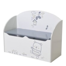 Spielzeugtruhe >Bear< in matt weiss/hell grau - 70x54x30 (BxHxT)