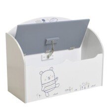 Spielzeugtruhe >Bear< in matt weiss/hell grau - 70x54x30 (BxHxT)