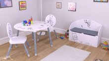 Kindertisch >Bear< in weiss/grau aus Kunststoff/Kiefer - 60x50x60cm (BxHxT)