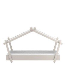 Kinderbett >Lodge< in hell grau aus Holzwerkstoff - 102x130x223cm (BxHxT)
