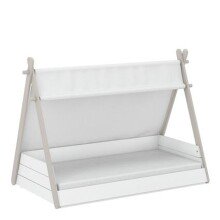 Kinderbett >Totem< in weiss/samtweiss - 96x108x60 (BxHxT)