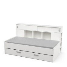 Funktionsbett >Sherwood< in matt weiss aus Holzwerkstoff - 204x109x123cm (BxHxT)