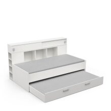 Funktionsbett >Sherwood< in matt weiss aus Holzwerkstoff - 204x109x123cm (BxHxT)